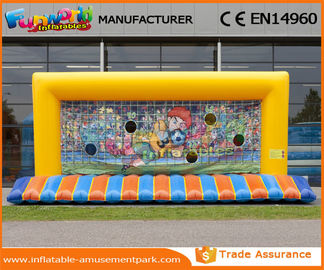 PVC Tarpaulin Yellow Funny Kids Inflatable Soccer Gate Inflatable Football Net
